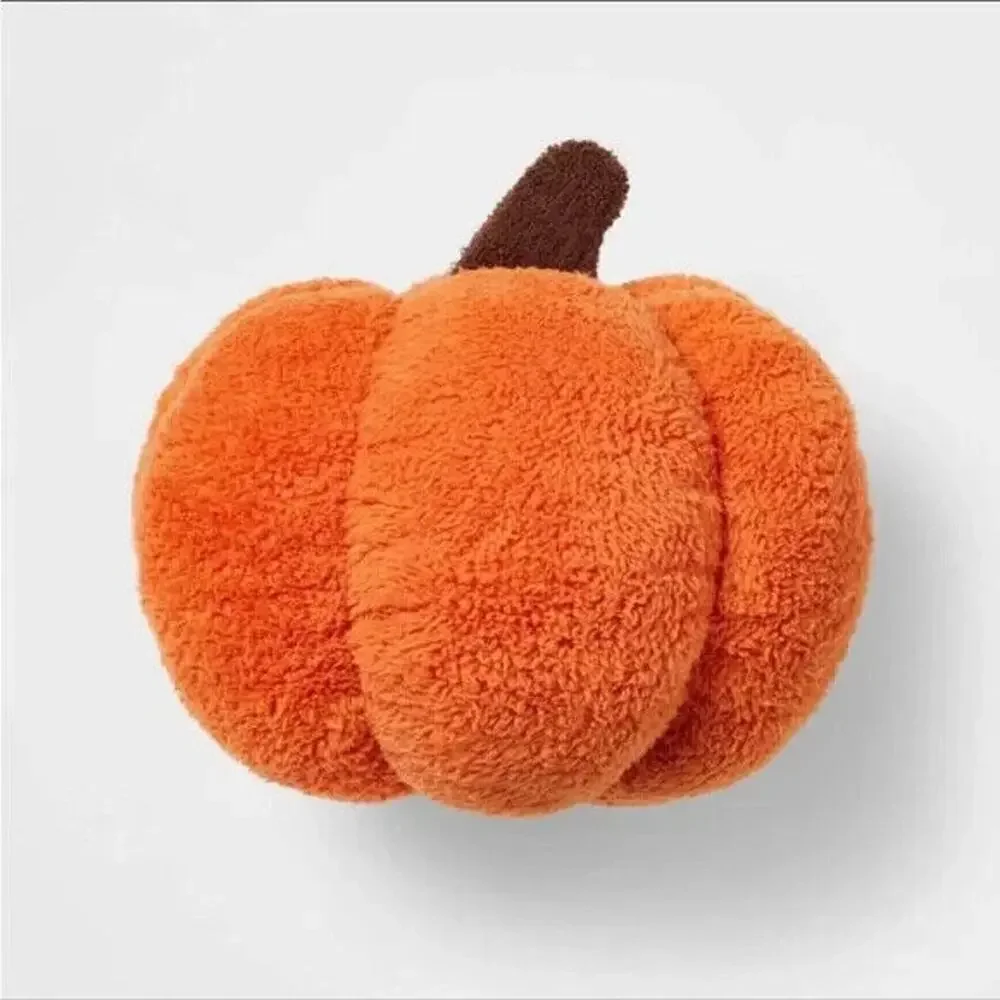 NEW Hyde and Eek! Sherpa Pumpkin Toss Throw Pillow Halloween Fall SET OF 2